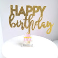 Double Sided Gold & Silver Glitter Acrylic Happy Birthday Cake Topper for Birthday Cake Decoration Party Supplies