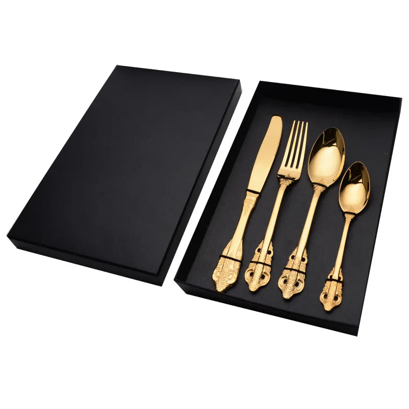 Loyal Luxury Stainless Steel Gold Flatware Cutlery Verified 304 Cutlery Set for Wedding