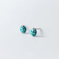 Mini 925 Sterling Silver Green Ladybug Women Sweet Animal Stud Earrings Wholesale