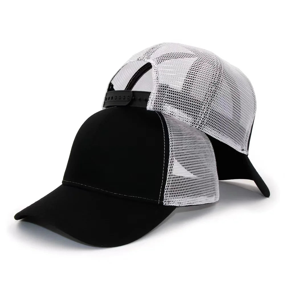 Newly Fashionable 6-Panel Toned Cotton and Mesh Trucker Caps Waterproof Printed Sports Formal Dobby Hats Sporty Image Style