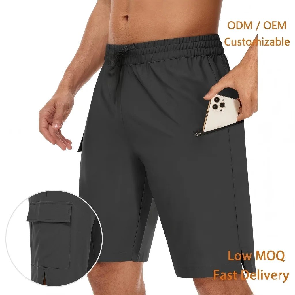 Men's Casual Straight Leg Pants Breathable Polyester Beach Shorts With With Elastic Waist Seaside Solid Color Streetwear EDM OEM