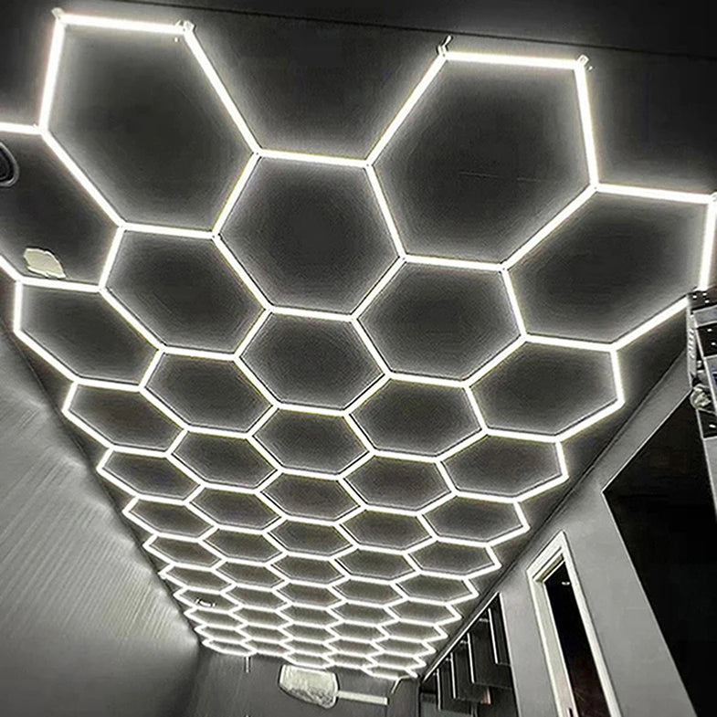 Commercial System Honeycomb Led Garage Lights Grid Hexagon Light Lamp for Car Detailing Shop