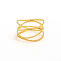 High End 18K Plain Gold Line Multi-layer Cross Curve Ring Stainless Steel Trendy Simple Gold Plated Jewelry