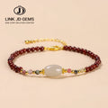JD Wholesale Classic Gold Plated Natural Stone Stretch Faceted Tourmaline Spacer Beads 5A Natural Garnet Lucky Charm Bracelets