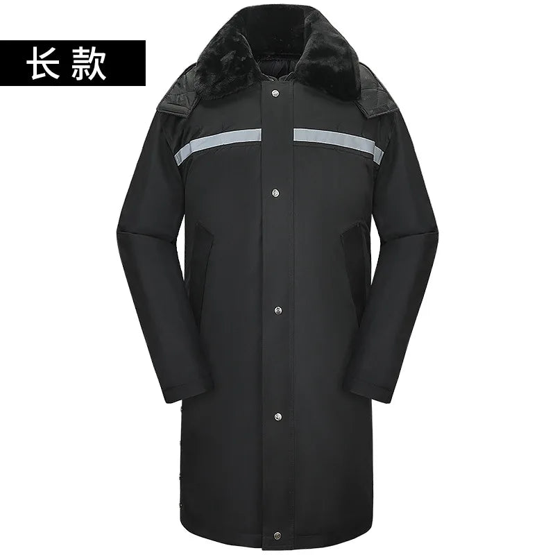 Winter Work Jacket Reflective Cotton-Padded Warm Coat for Property Security Uniform Type Work Coverall