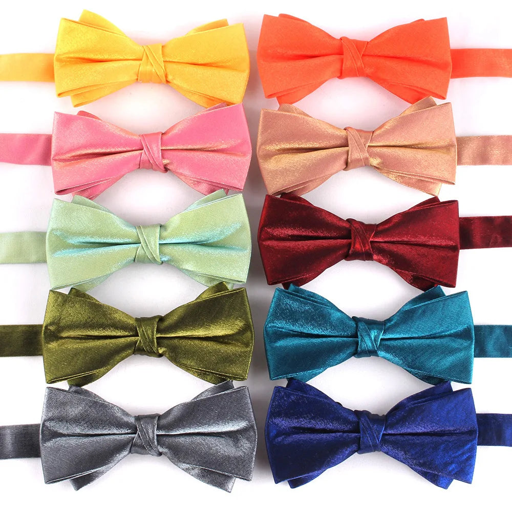 Luxury Designer Solid Bow Tie Silk Plain Bowties for Man Wine White Wedding Party Men Bowtie