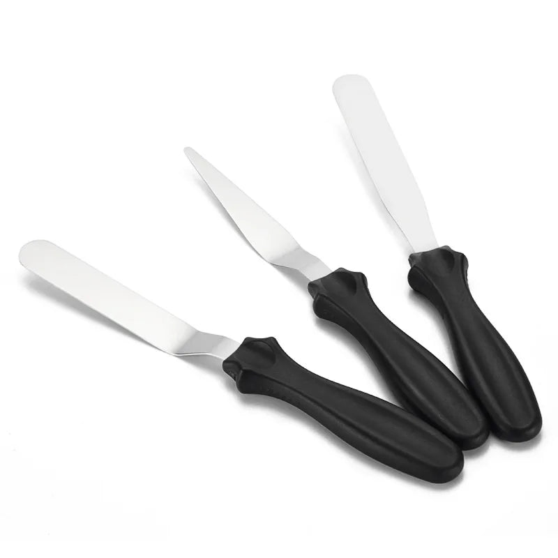 3pcs/set Cake Cream Knife Spatula Stainless Steel Scraper for DIY Cake Smoother Icing Frosting Spreader Pastry Cake Tool