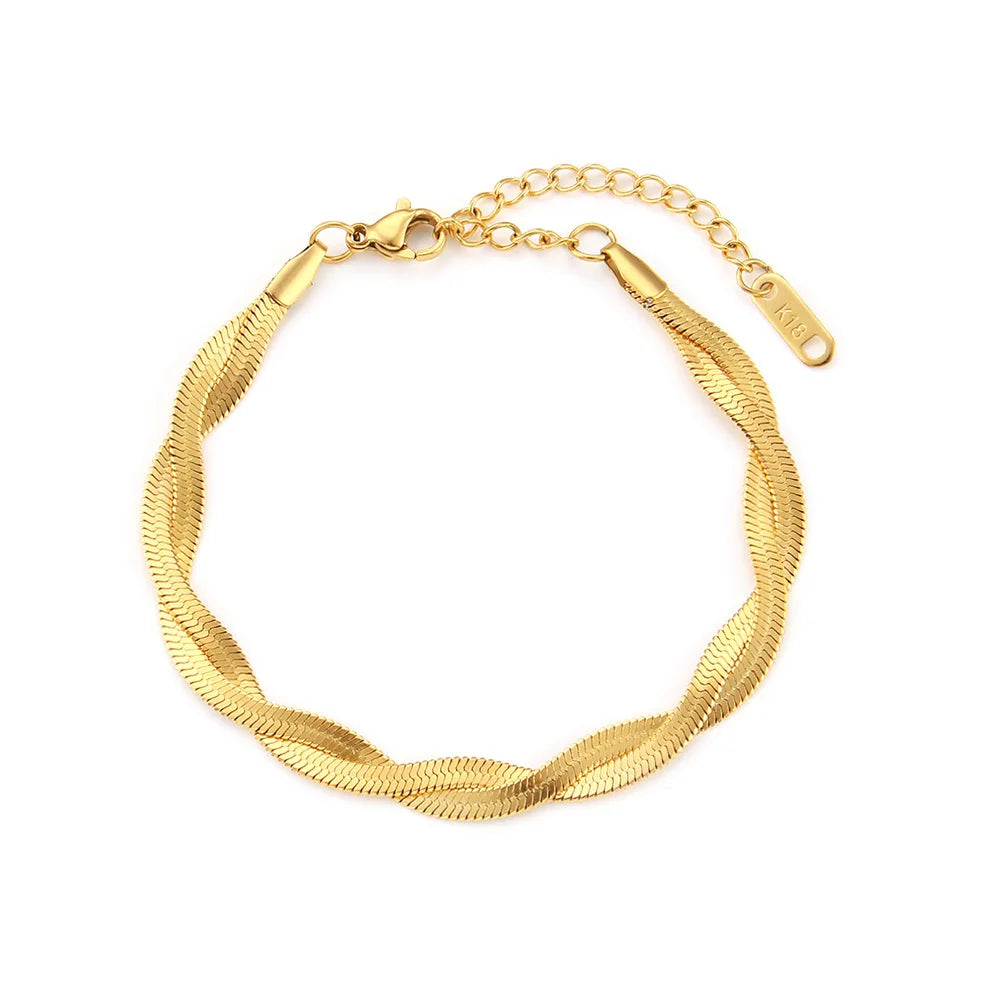 Fashion Simplicity Cross Snake Chain Waterproof Stainless Steel PVD 18 K Gold Niche Design Necklace Jewelry