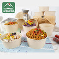 PLA Bamboo Pulp Paper Salad Bowl Biodegradable Custom Printed Paper Salad Bowl With Clear Lid