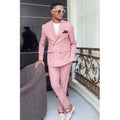 Double Breasted Pink Wedding Men's Suits Blazer High End Business Terno Elegant 2 Piece Jacket Pants Set
