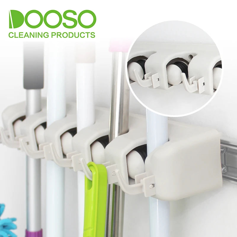 6 Racks and 5 Hooks Mop and Broom Holder Wall Mount Mop Hook Garage Storage Rack Tool Organizer