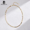 ICEBELA 4MM Thick Polished Disc Yellow Gold Adjustable Size 925 Sterling Silver Choker Necklace for Women