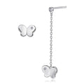 Wholesale Custom 925 Silver Butterfly Shape Long Chain Dangle Asymmetrical Earring