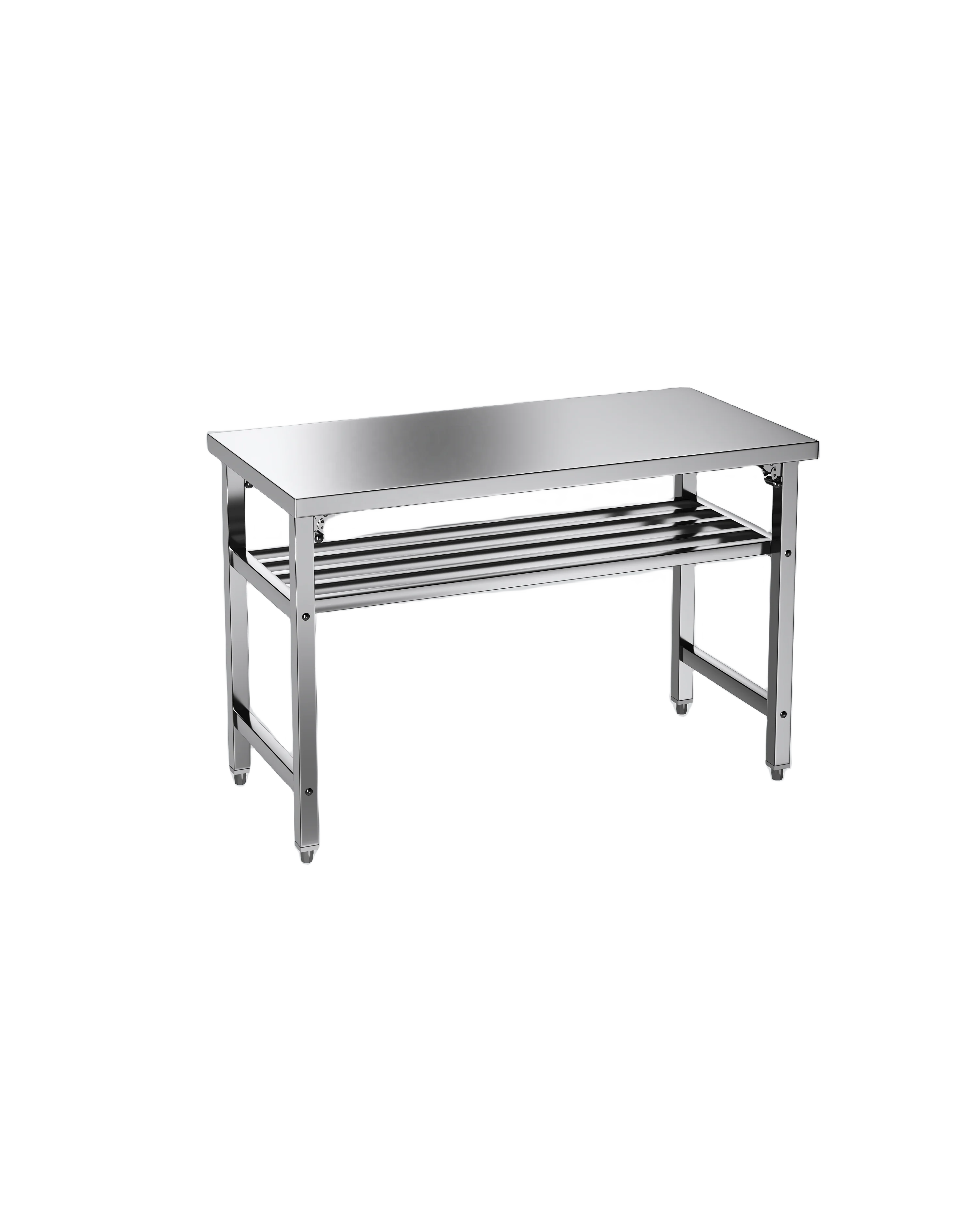Guanbai Kitchen Equipment Kitchen Stainless Steel Portable Folding Work Table with Undershelf Buffet Equipment