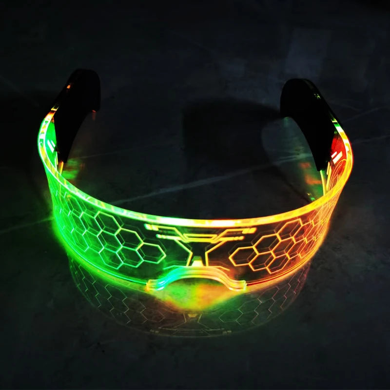 Futuristic LED Light up Sunglasses Women Men 7 Color Changing Party Decoration Led Flashing Glasses