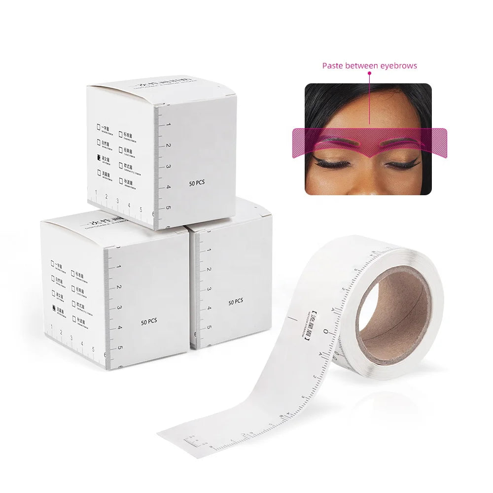 Eyebrow Ruler 9 Styles 50pc/roll Quick and Easy to Use Single Use Eyebrow Tape Measure Roll of Disposable Eyebrow Ruler Makeup