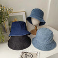 Stock Washed Denim Cowboy Cotton Bucket Hat Unisex Cotton Men Women Sun Bucket Hats