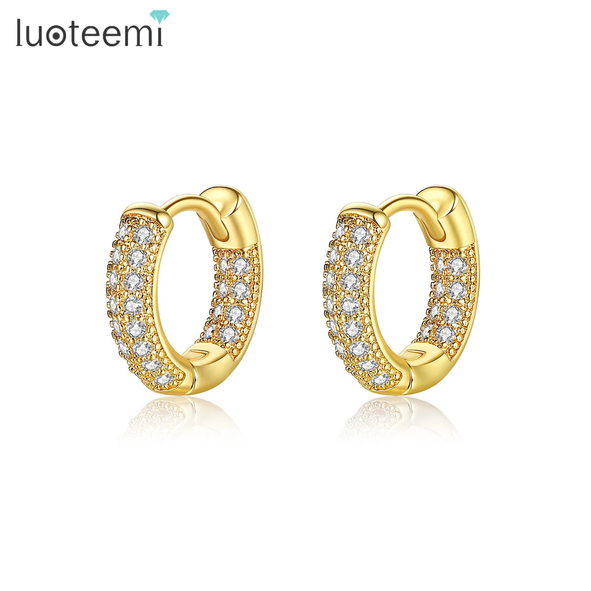 LUOTEEMI Woman's Hoop Huggie Iced Out Man Dangle Vendor Inspired Famous Brand Japan Raw Brass Earring MegaBDM