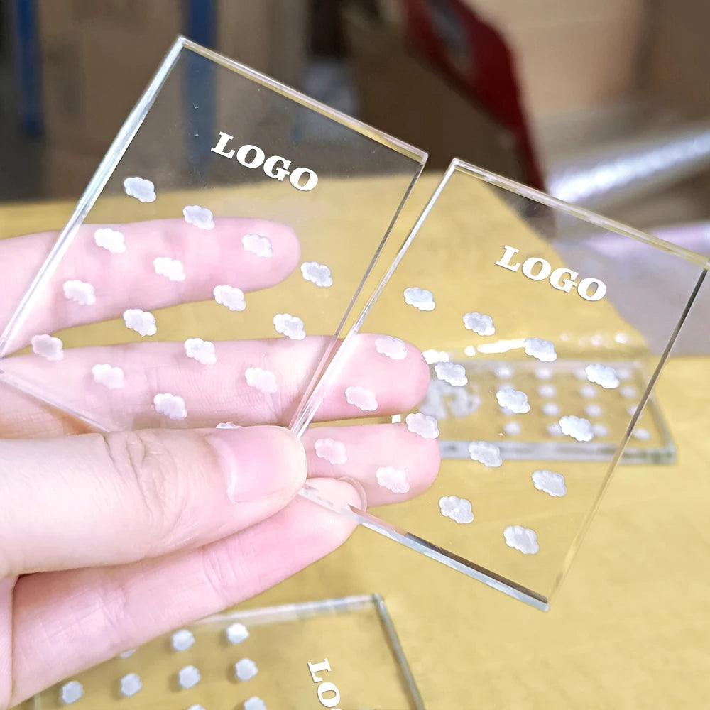Custom logo Rectangle Cloud Eyelash Glue Holder Lashes Adhesive Pallet Crystal Glass Lash Tile Lashes Glue Pallet