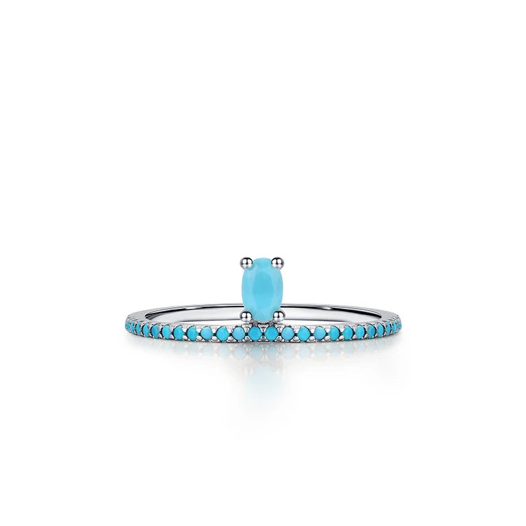 Daidan Anillo De Plata De Ley 925 Turquoise Ring 925 Sterling Silver Anneau Oval Engagement Bohemian Boho Crown Ring