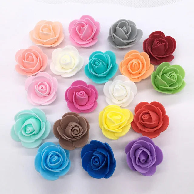 Ammy Factory Price Hot Selling Foam Flower Rose 3.5cm Decorative Flowers Foam Rose Flower Head Teddy Bear Floral Material