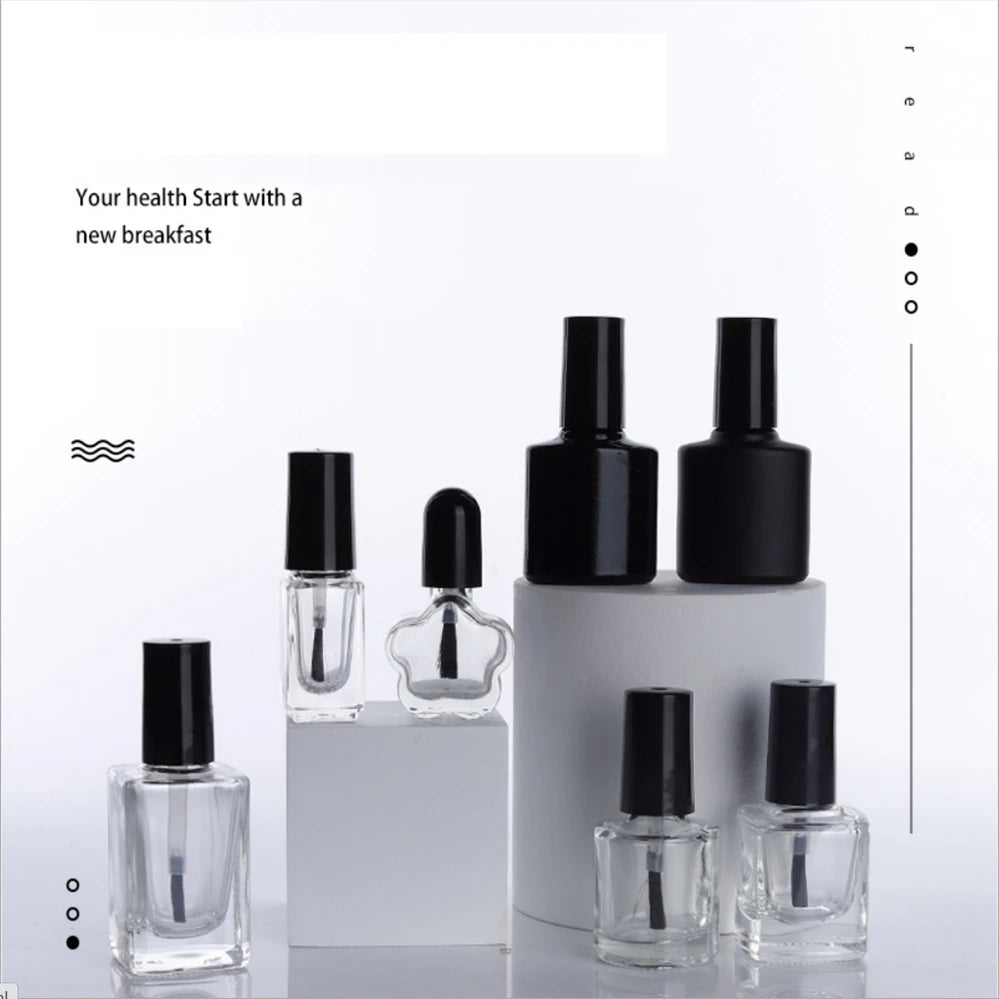 Hot Selling Empty Square Glass Nail Polish Bottles with Cap with Brush 3ml to 20ml Sizes Available