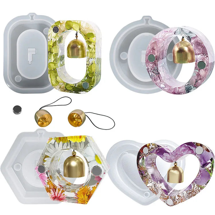 YS Doorbell Silicone Mold Oval Hexagonal Rectangular Heart Shape Wall Hanging Pendant Ornament Mould DIY Geometric Resin Mold