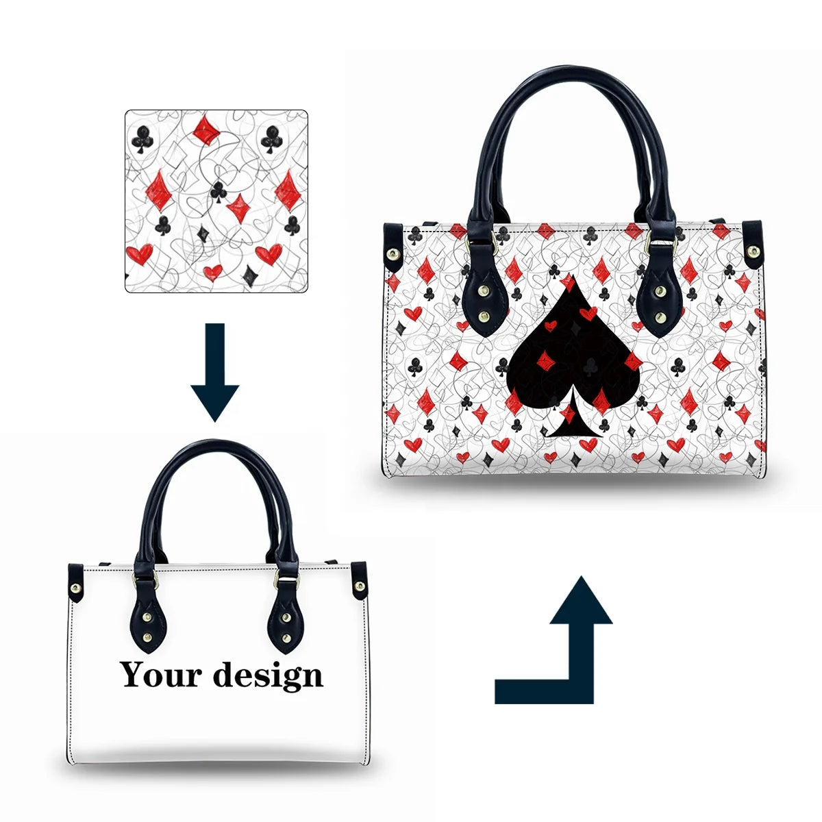 Designer No MOQ All Over Print Tote Bags Large Tote Bag With Zipper Luxury Leather Handbags for Women