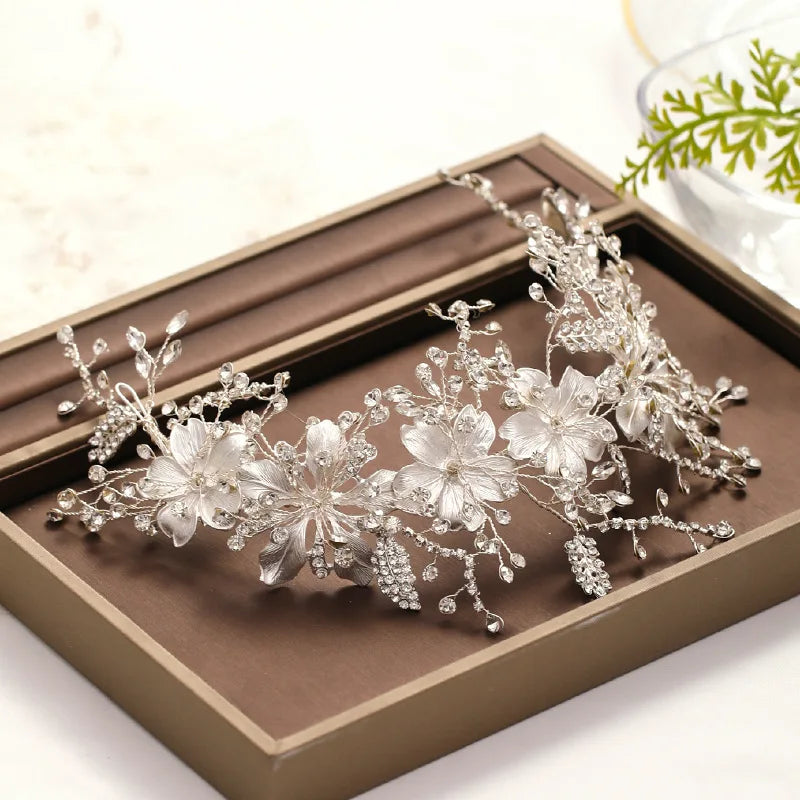 Handmade Gold Flower Rhinestone Headband Hair Band Bride Wedding Dress Accessories Wedding Accessories
