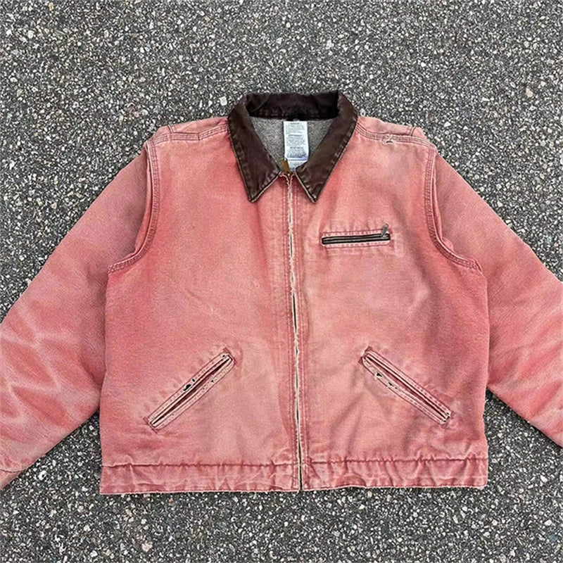 Topshow Jacket Manufacturer Custom Vintage Work Wear Carpenter Detroit Canvas Mechanic Trucker Cropped Jackets for Men