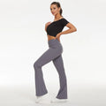 Custom Logo Women's Soft Flare Yoga Leggings Trousers Cross Waist High Performance Eco-Friendly Breathable Spandex/Polyester