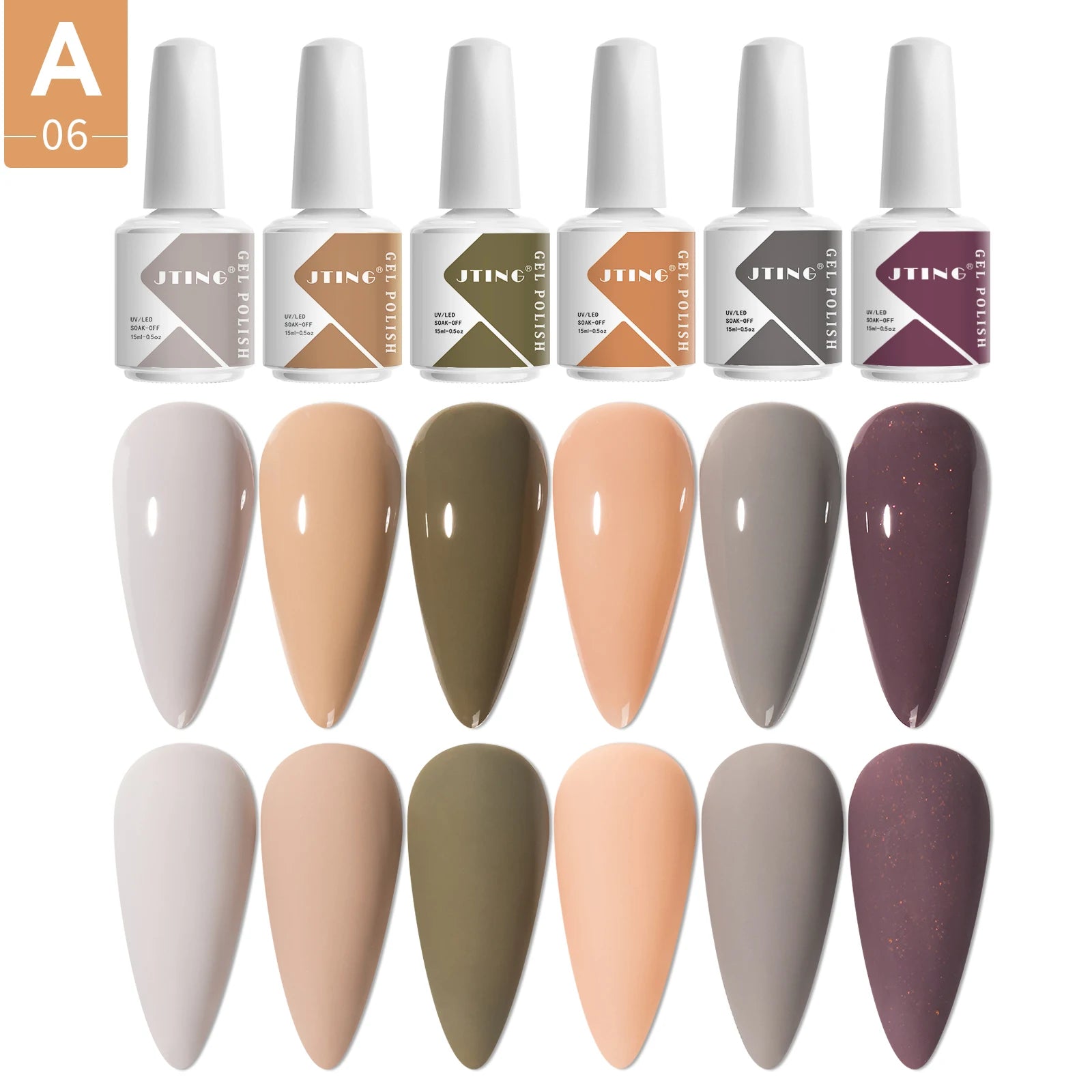 JTING Nail Art Supplies Salon Wholesale Nail Polish Bottle Uv Gel 6Colors Set Hema Free Eco-friendly Uv Led Soak off Gel Polish