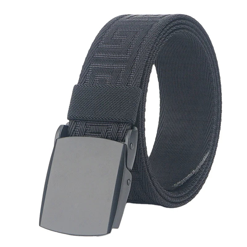 Wholesale New Outdoor Custom Logo Heat-Transfer Printed Tactical Black Webbing Nylon Men's Waist Belt Alloy Auto Lock Buckle