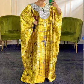 Women's New Middle East Sequin Print Loose Robe Robe Dress