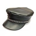 Custom Navy Leather Hat Men and Women Vintage Leather Beret Flat Hat Gatsby Cosplay  Hat