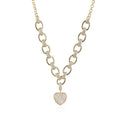 Chic Gold-Plated Copper Paper Clip Chain Delicate Iced Full Diamond Heart Pendant Necklace Weddings Gifts Engagements