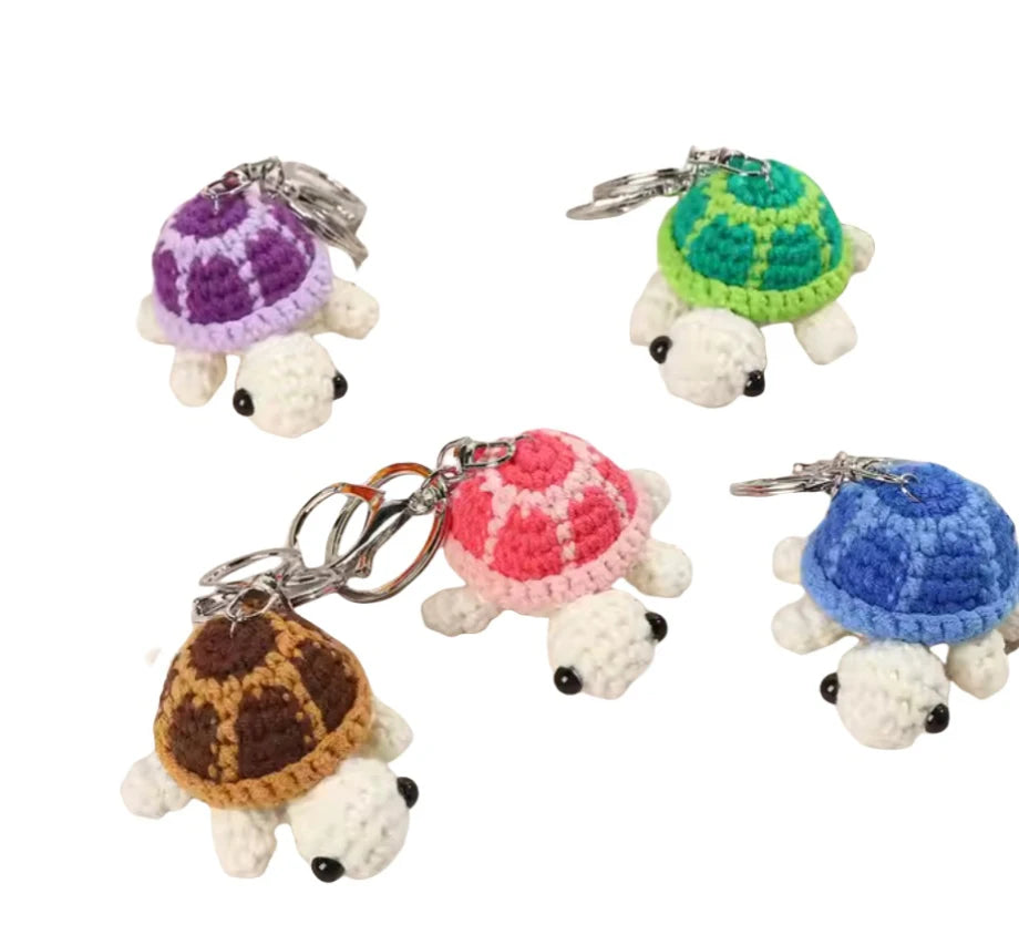 Cute Ocean Animal Little Turtle Car Keychain Mini Turtle Handmade Wool Crochet Backpack Hanging Cute Key Chain Doll Bag Pendant