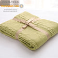 Lxmh Oeko-tex Knit100% Cotton Christmas  Pillow Case Crochet Throw Cable Green  Knitted Beach Blanket With Home Decoration