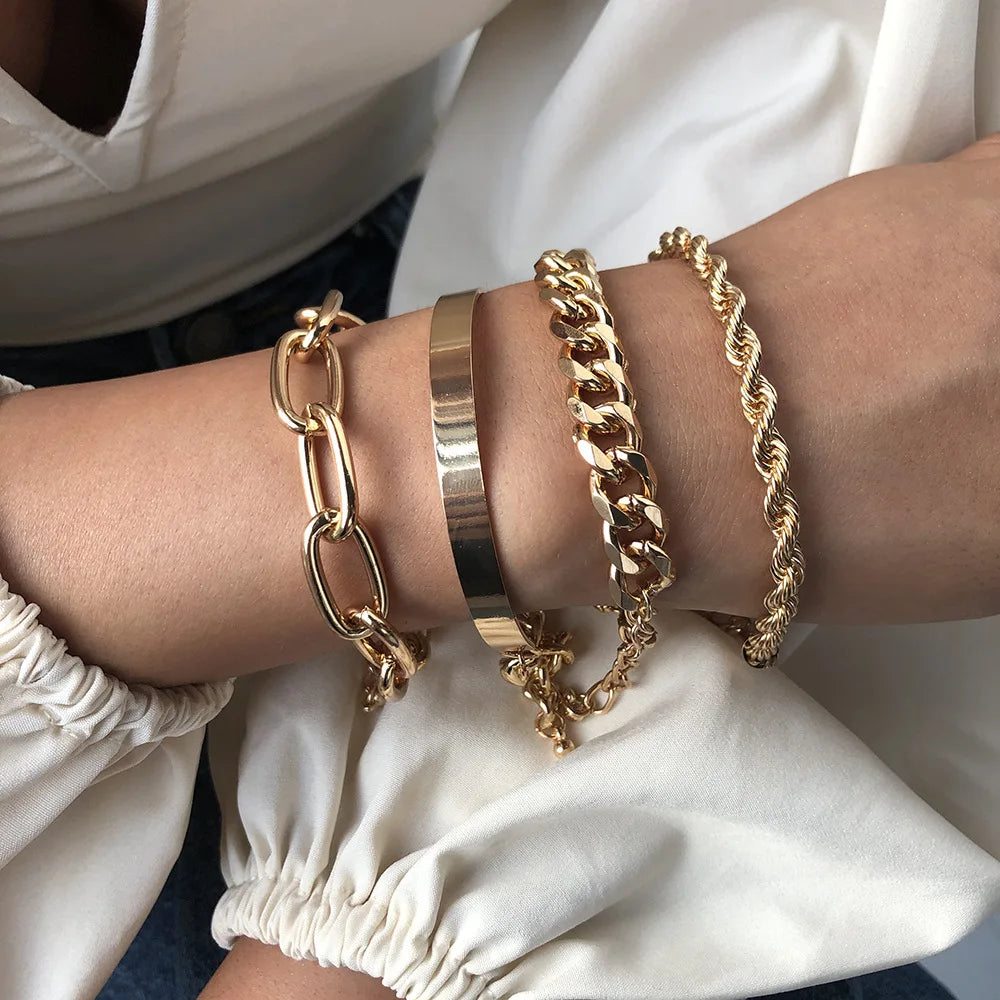 Hot Selling Women Girls Trendy Bracelets Designers Chains Bracelet Bangle Set for Lady