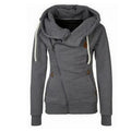 RNSHANGER Warm Fashion Women Hoodie Asymmetric Side Zipper Drawstring Slim Long Sleeve Hooded Sweatshirt Sport Cardigan Hoodies