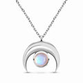Elegant S925 Sterling Silver Moonstone Necklace with Link Chain Trendy Moon Pendant for Women for Party or Christian Occasions