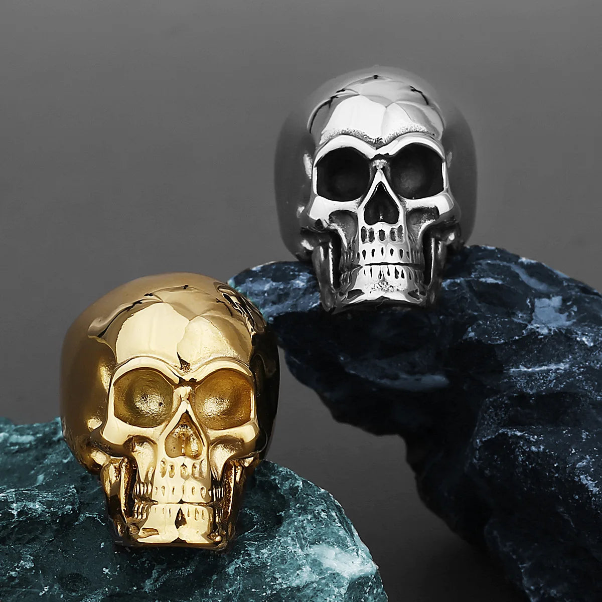 Fashion Men Jewelry Stainless Steel Skull Gothic Rings Punk Hip Hop Biker Jewelry Rings For Men