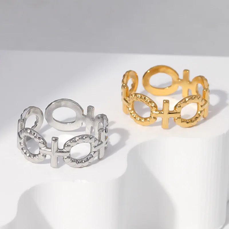 Beimai OEM Ring Chain Vintage Stainless Steel Open Women Ring