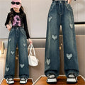 2025 Fashion Spring Autumn Children Pants Outwear Trousers Teenage Girls Straight Jeans