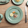 Banquet Party Main Dishes Reactive Green Color Glaze Flat Ceramics Platos De Porcelana Para Restaurant
