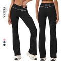Ladies Hight Waist Quick-Dry Tights Pants Contrast Color Butt Lift Running Gym Fitness Workout Women's Yoga Flare Leggings