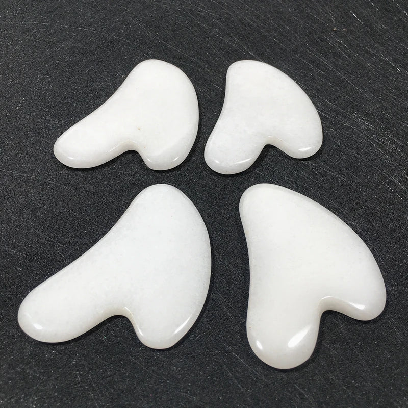 DIY Hot Sale White Jade Heart Shape Gua Sha Set Plastic