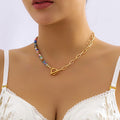 Fashion Simple Asymmetrical Glass Beaded Clavicle Chain Everything Temperament Sweet Flowers Fine Jewelry Necklace