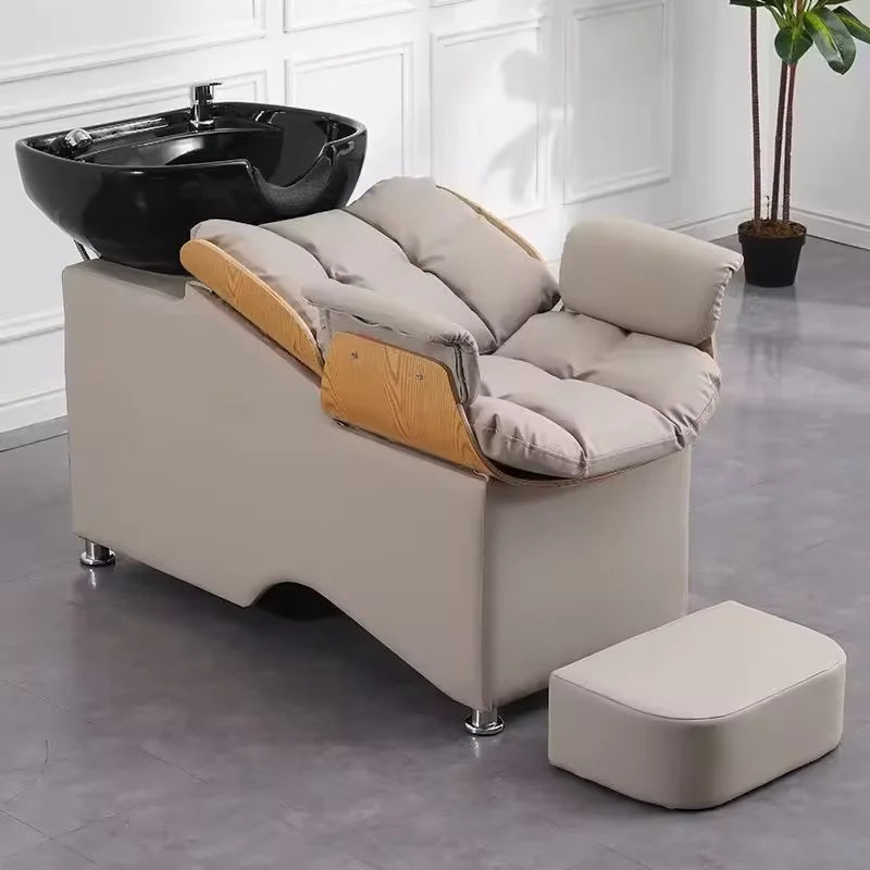Modern Shampoo Chair Shampoo Bed Ceramic Basin Wash Hair Head Spa Bed