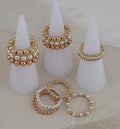 Zooying Rose Gold Stacking 18K Gold Stainless Steel Bead Ball Stretch Rings Set Elastic Stackable